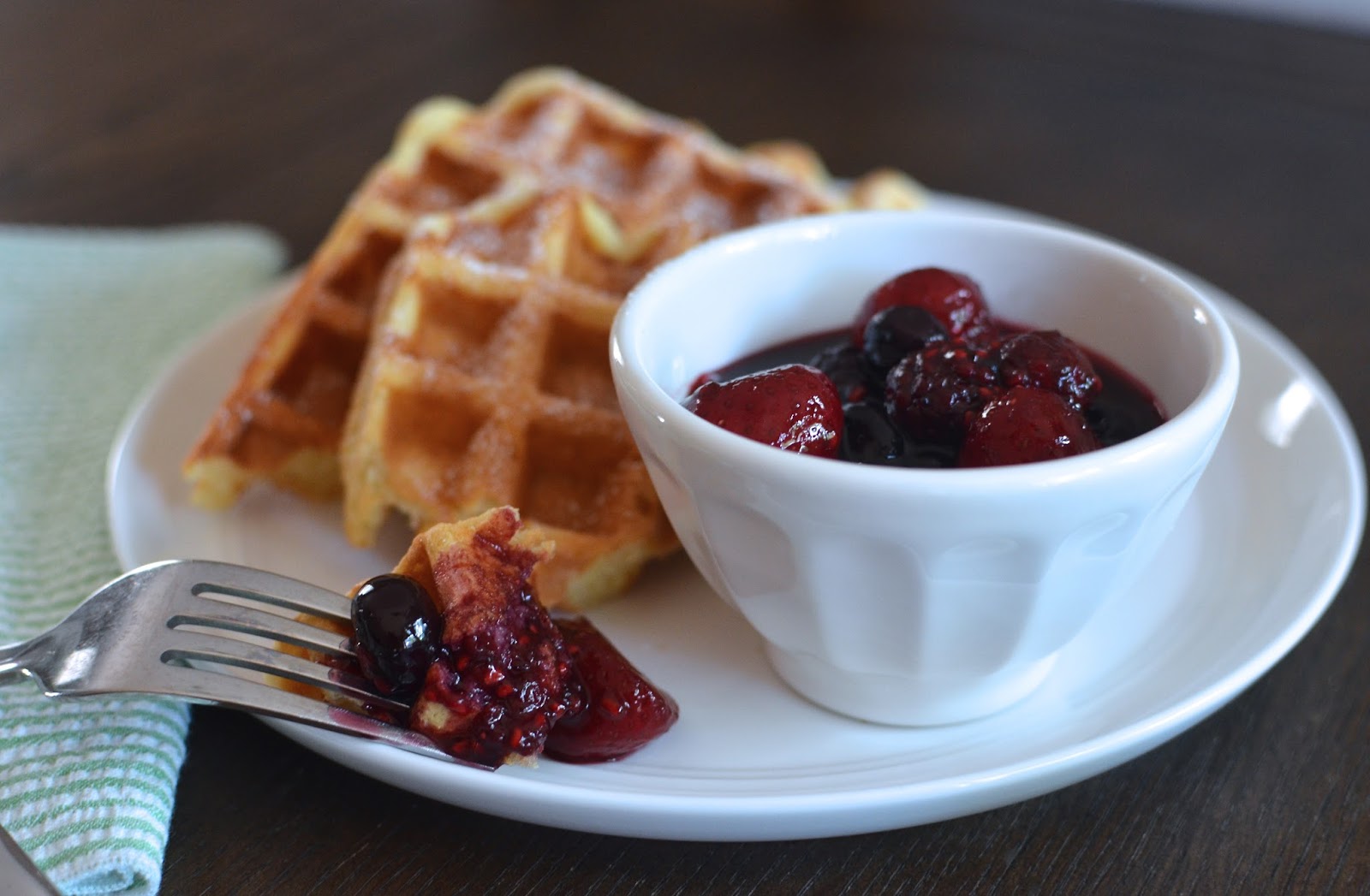 Playing with Flour Berry compote with Belgian waffles