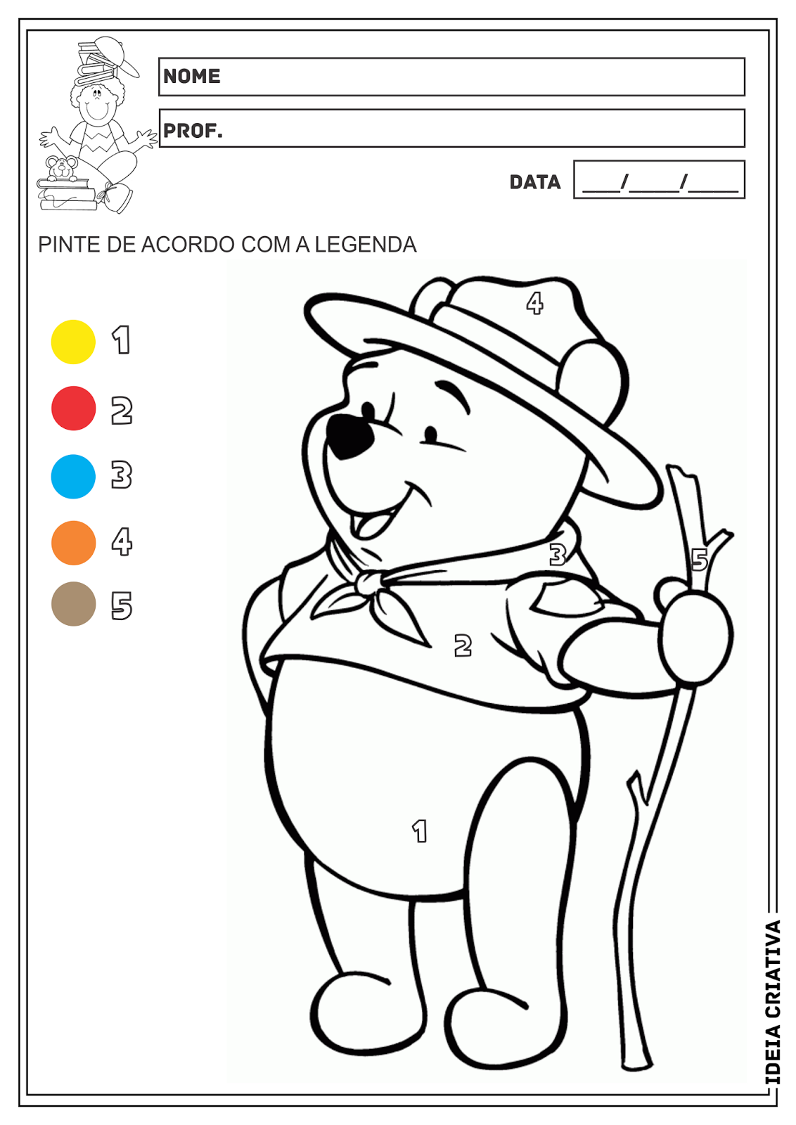 Atividade Divisão Pintura Legendada Ursinho Pooh E03