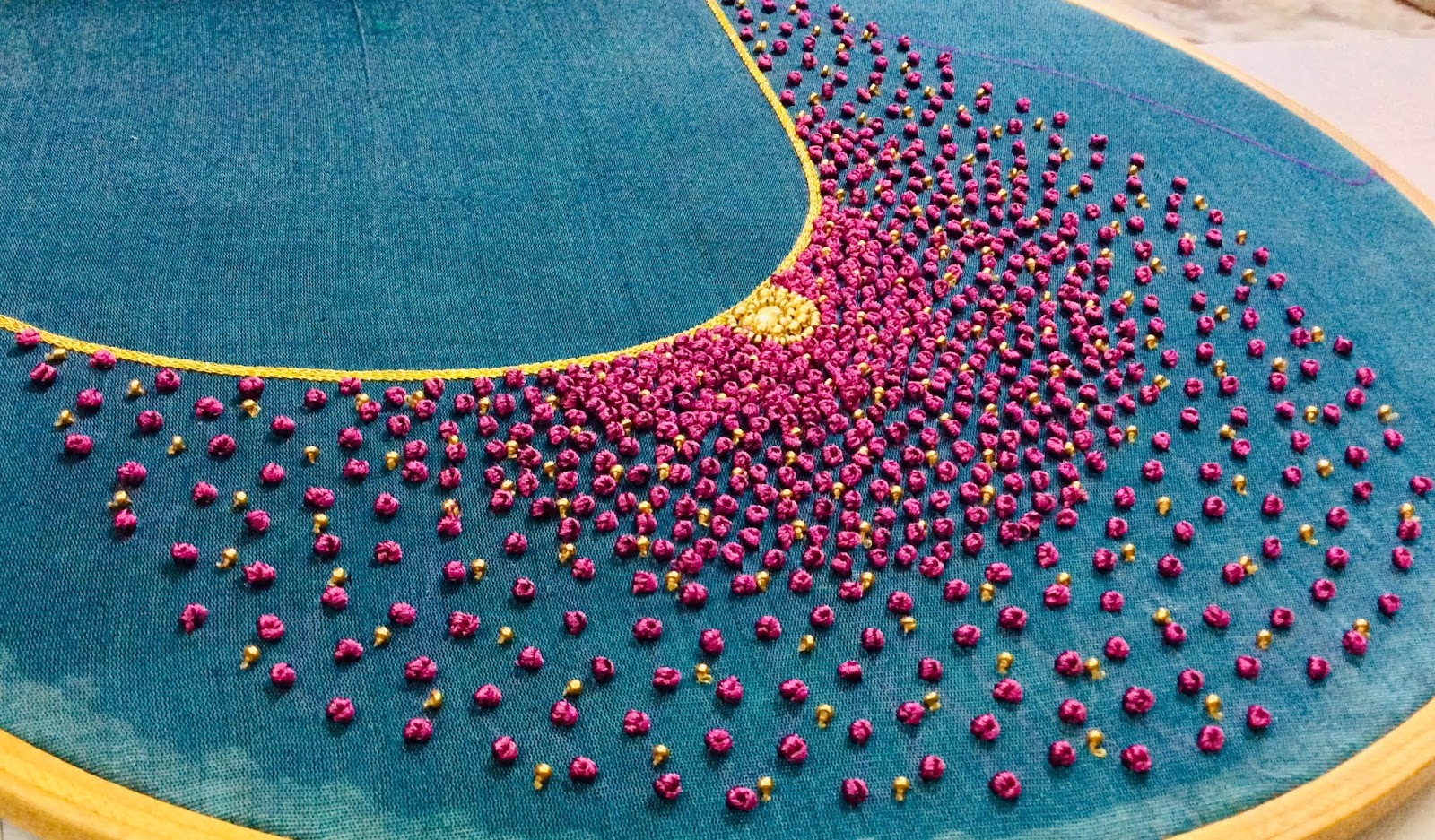 French knot embroidery on blouse