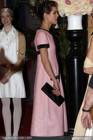 Charlotte Casiraghi arrives for the annual Rose Ball at the Monte-Carlo Sporting Club in Monaco