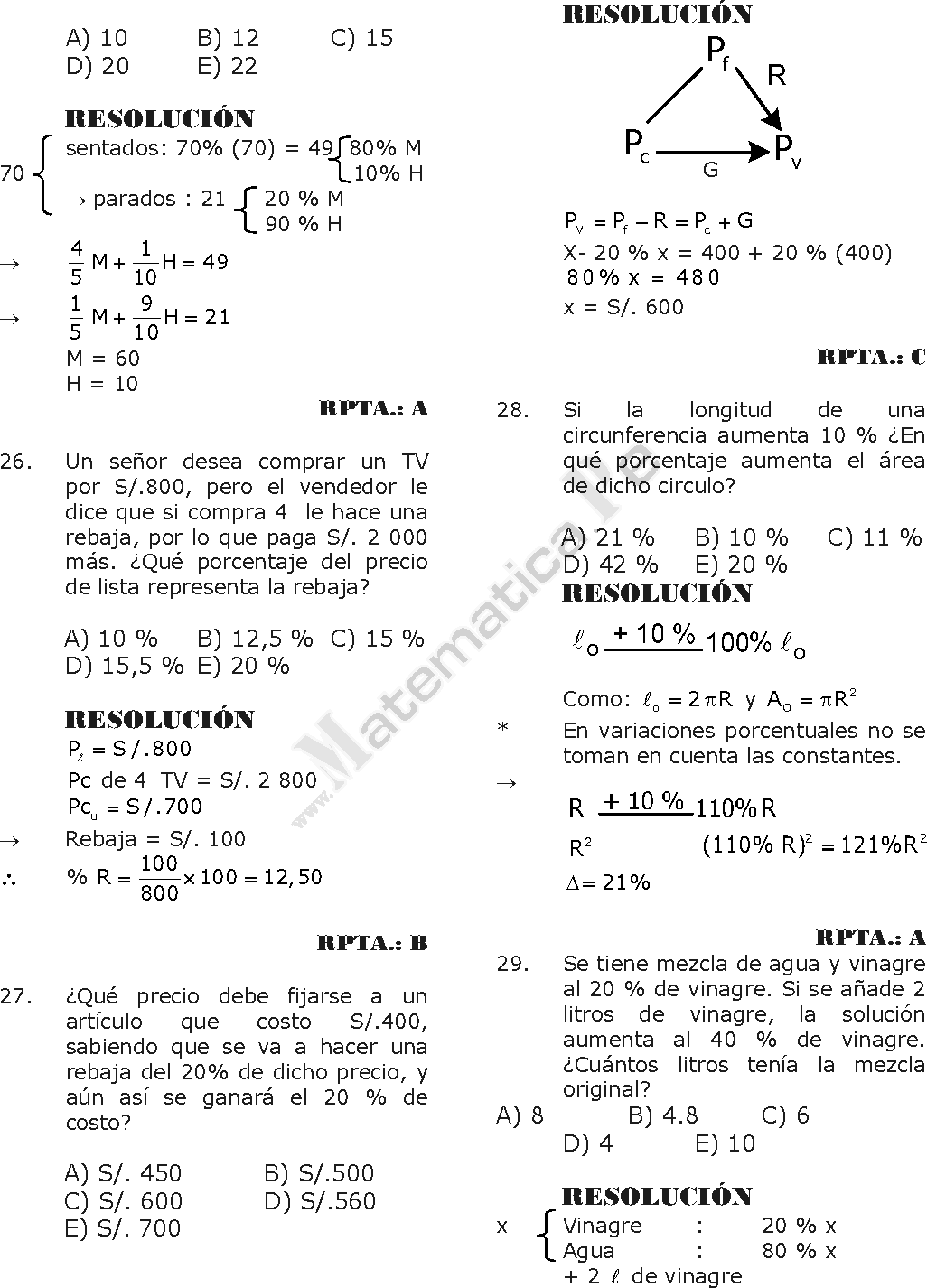 Tanto Por Ciento Ejercicios Resueltos De Razonamiento Matematico