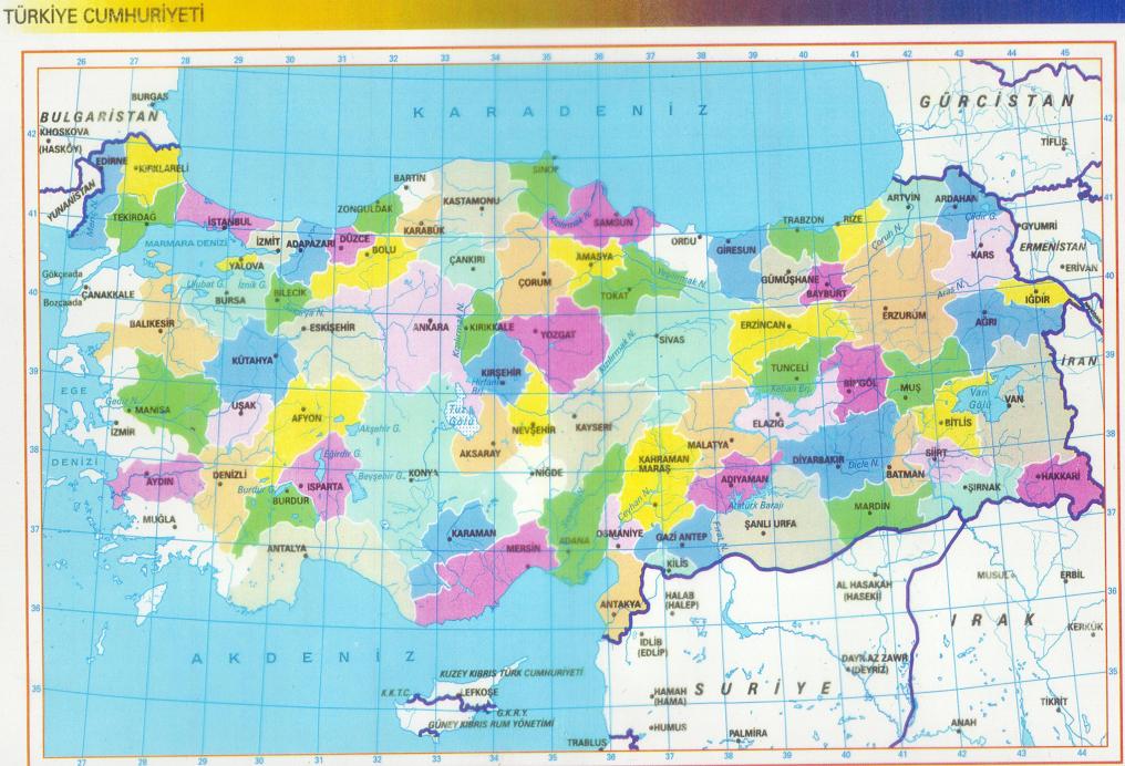 Türkiye Haritaları: Türkiye Siyasi Haritası