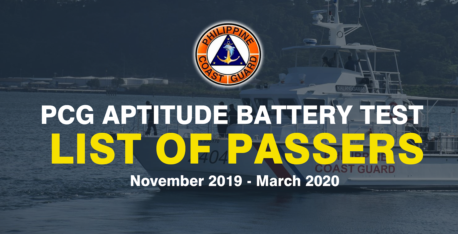 Civil Service Exam PH PCG Aptitude Battery Test PCGABT List Of Passers Nov 2019 To March 2020