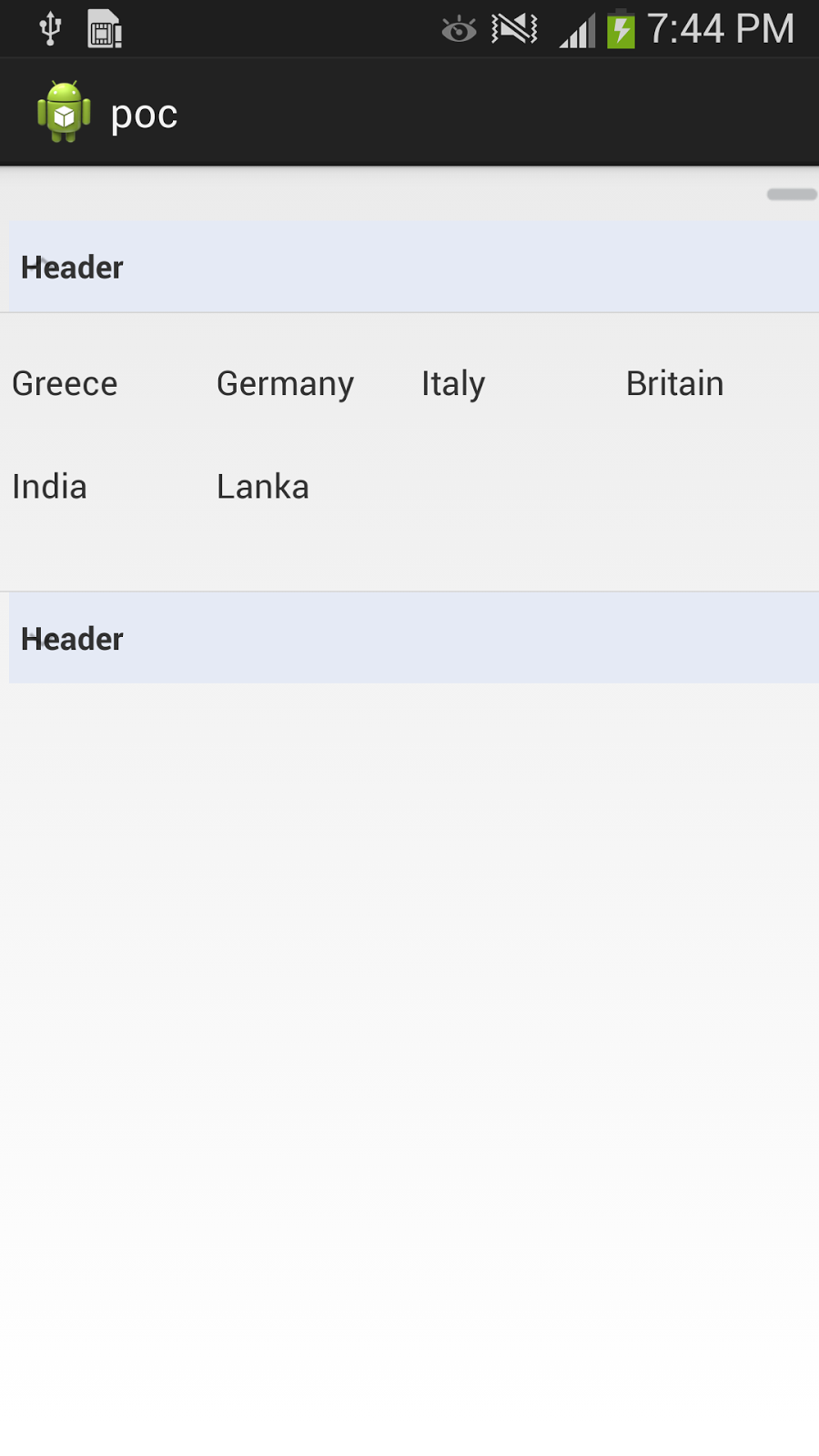 Android Android ExpandableListView with GridView