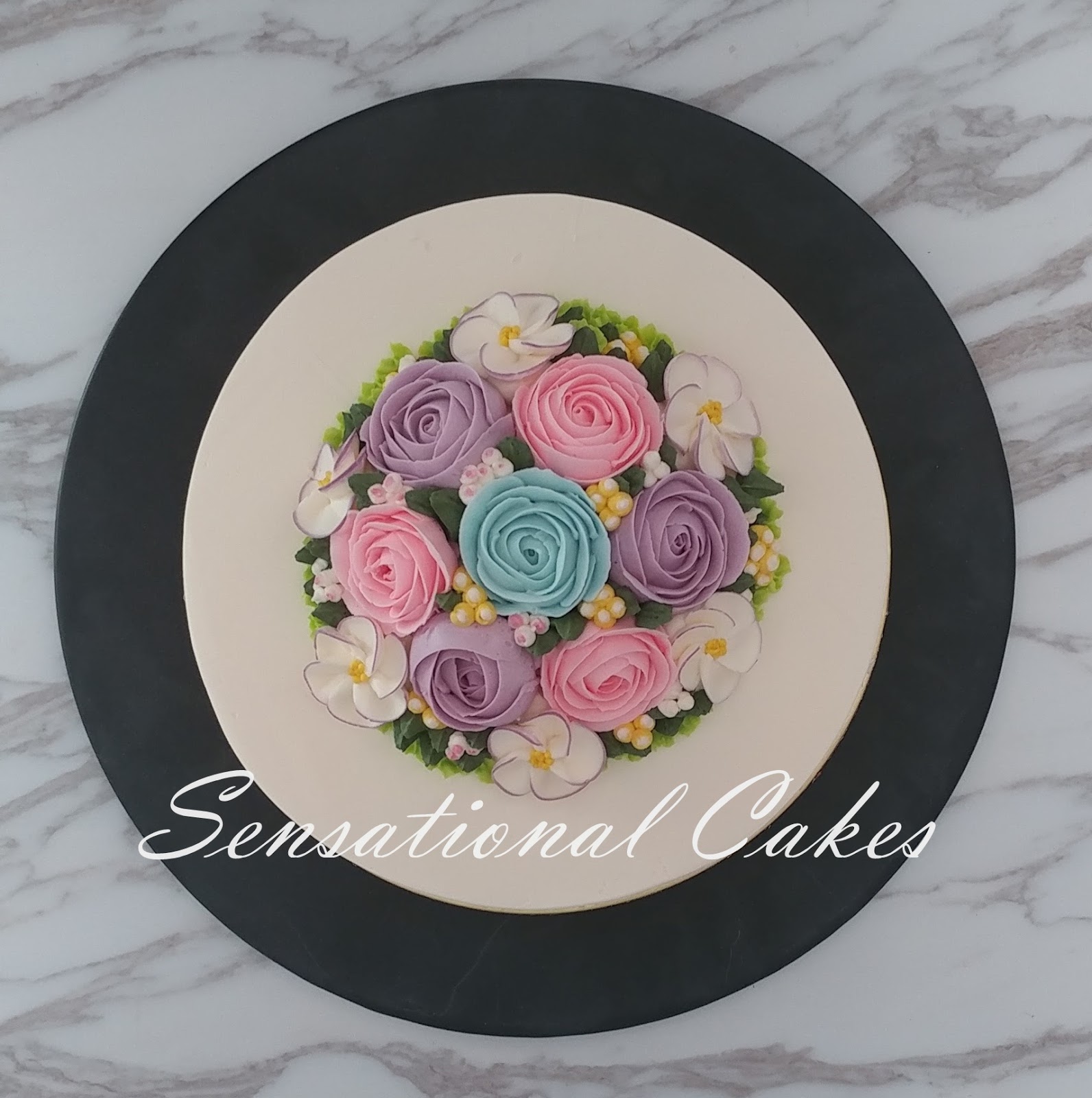 The Sensational Cakes Korean Piping roses and flora cream cake