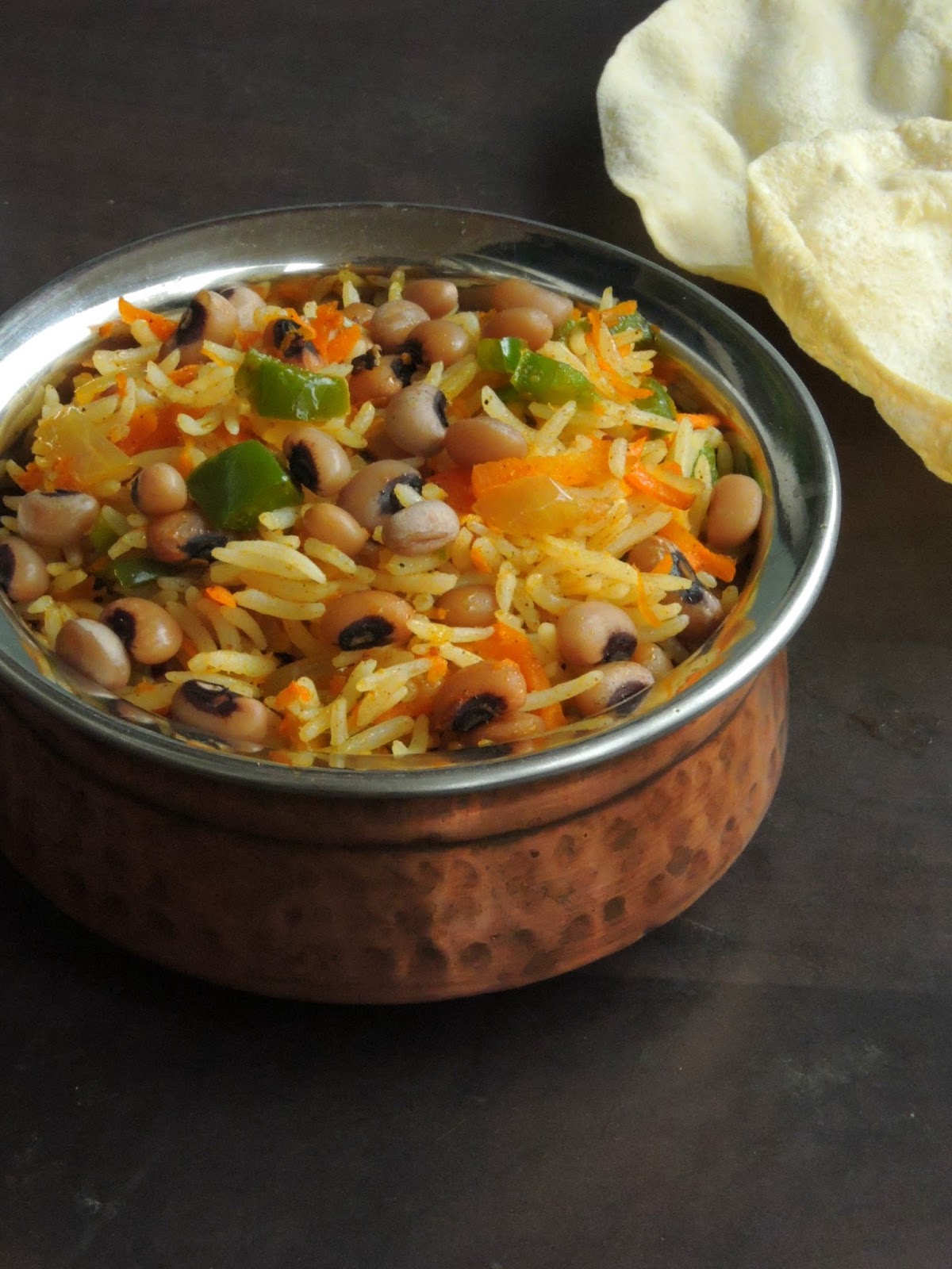 Priya's Versatile Recipes Blackeyed Peas,Carrot & Capsicum Rice