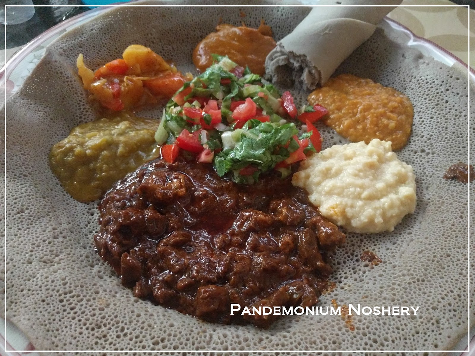 Ethiopian food with injera