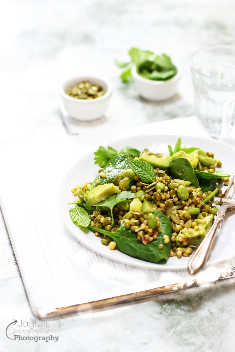 Jagruti's Cooking Odyssey Sprouted Mung Beans, Avocado and