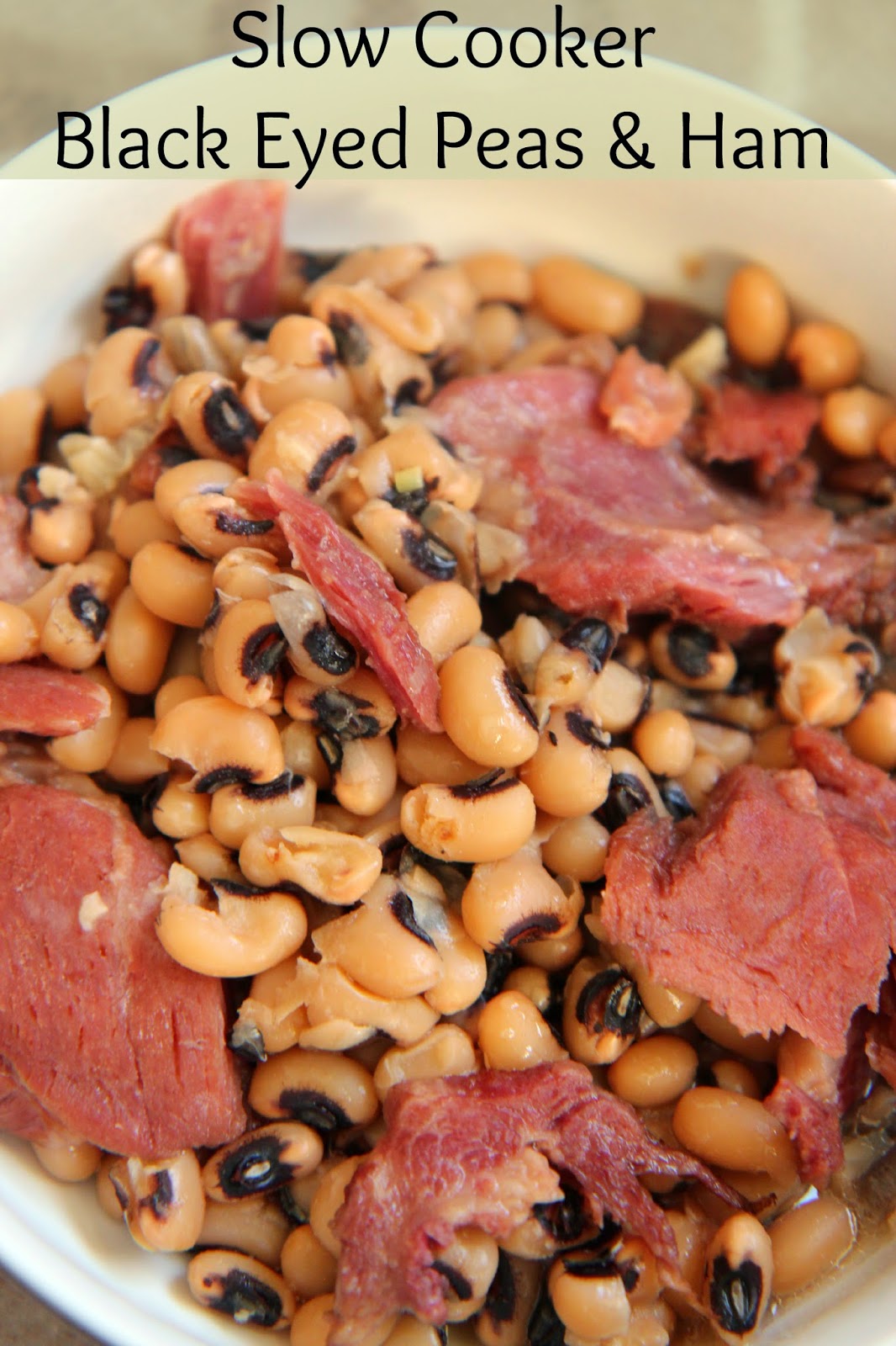 This easy slow cooker recipe uses a bag of dried black eyed peas, a ham bone, a little garlic and lots of time in the crockpot!