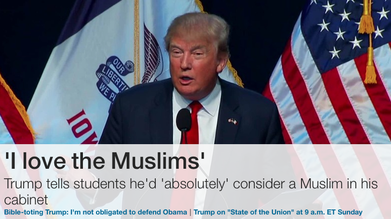 free to find truth: 67 85 | Trump Headlines, 'I Love the Muslims'