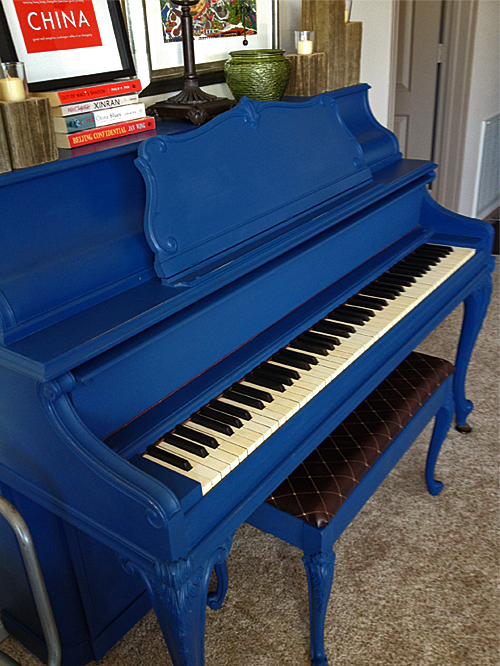BAD GROUPIE Blue Painted Piano