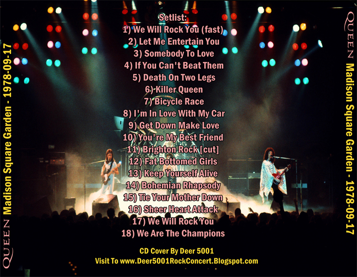 CD Bootleg By Deer 5001 Queen 19781117 Madison Square Garden