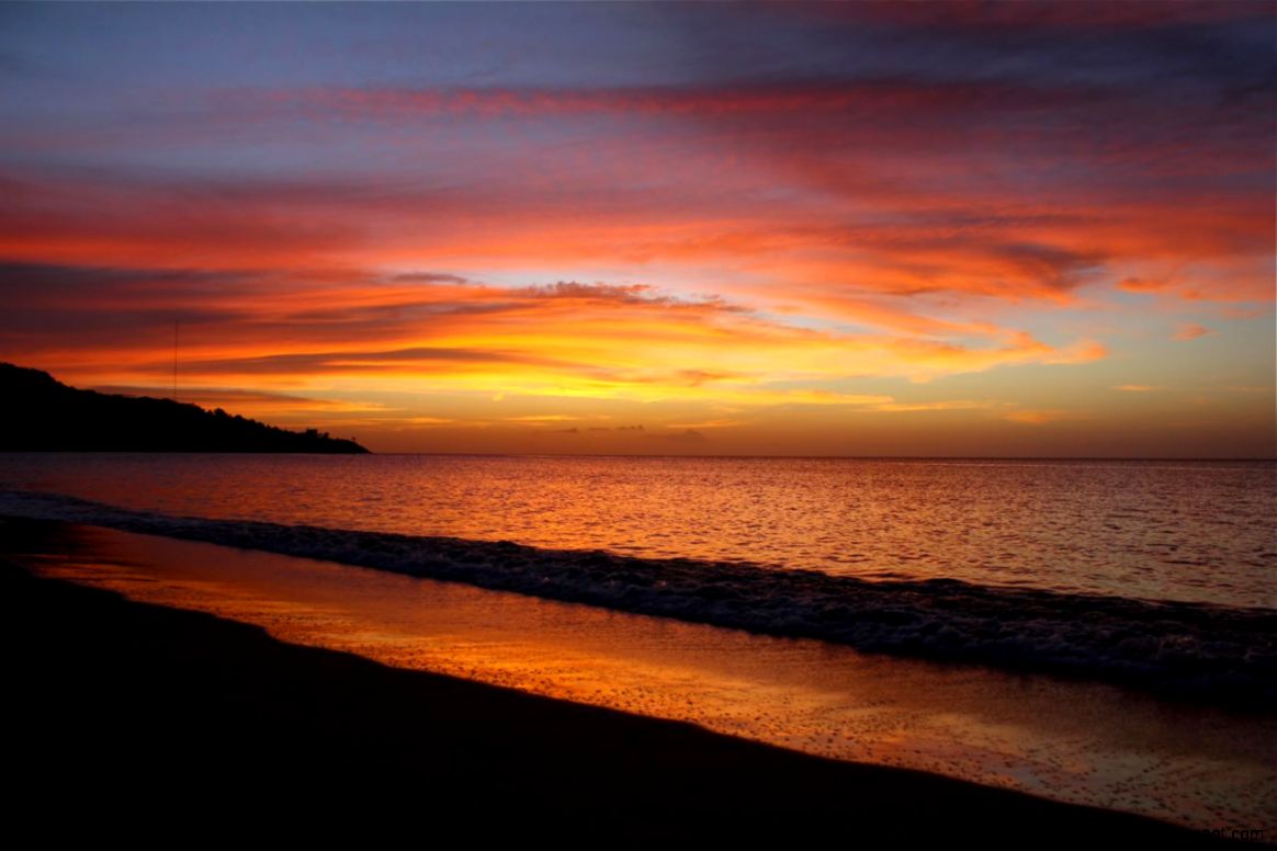 Sunset on Grand Anse Beach Grenada Grand Anse beach sunset