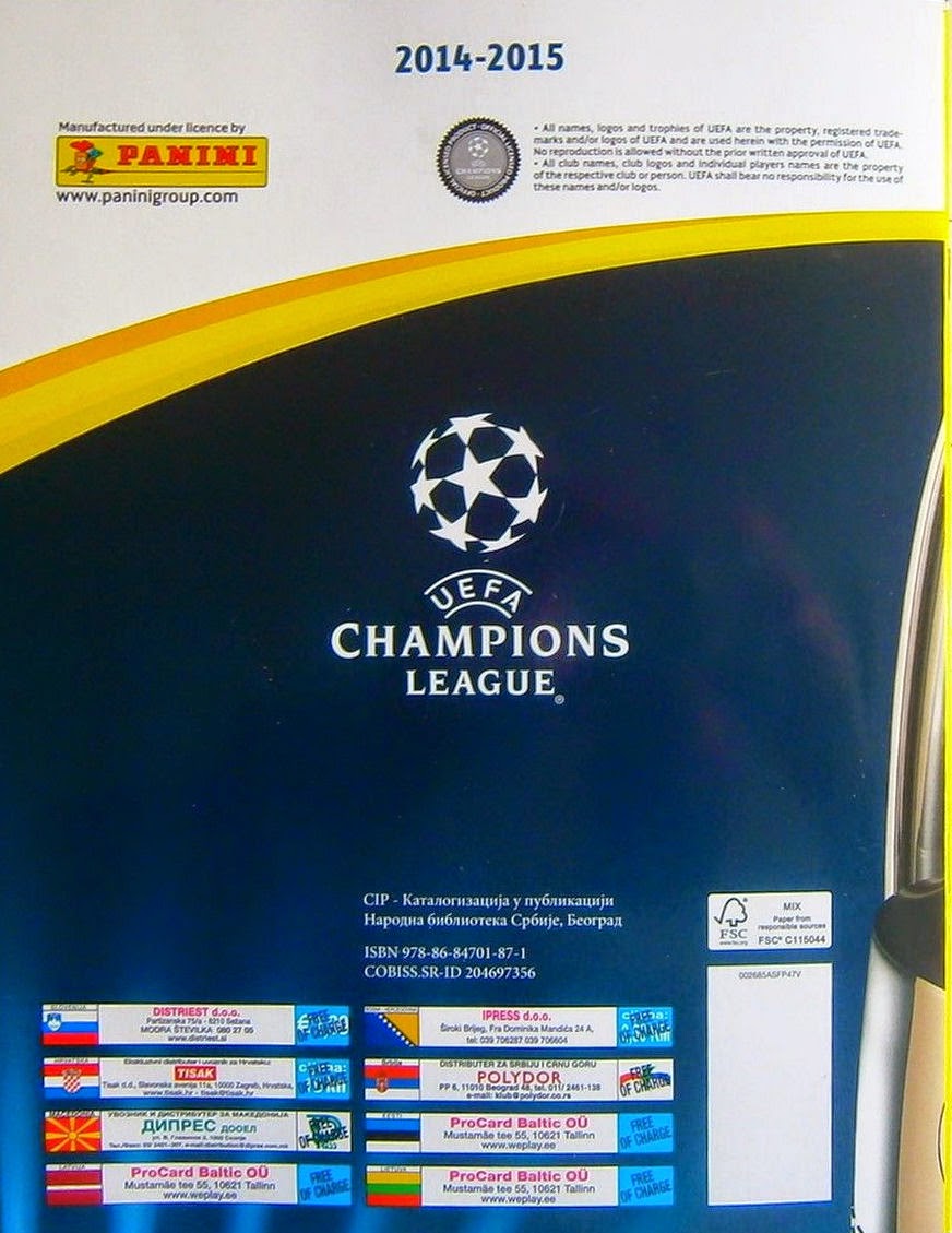 Football Cartophilic Info Exchange Panini UEFA Champions League 20142015 Official Sticker