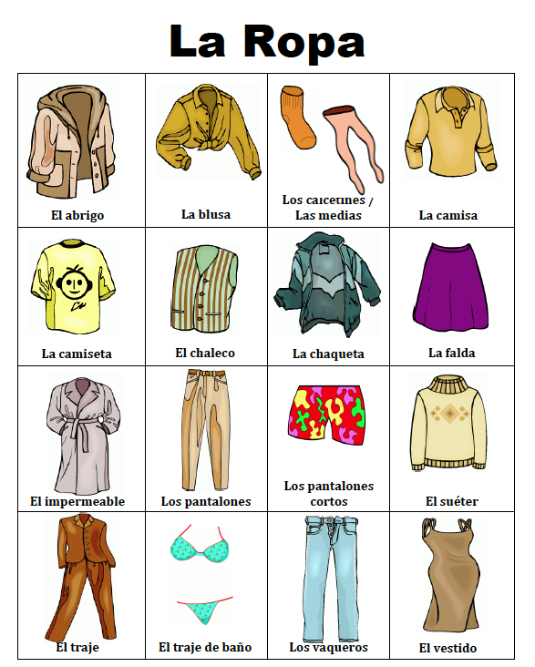 The Best of Entrepreneurs: MISC. LESSON - “Spanish Clothing Accessories PICTURE Notes”