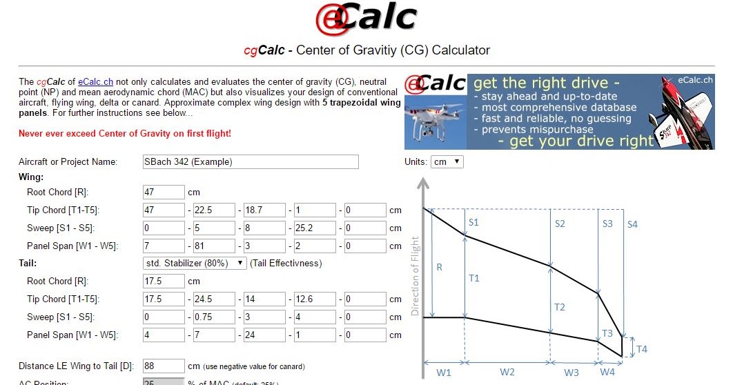 cgCalc Center of Gravitiy (CG) Calculator