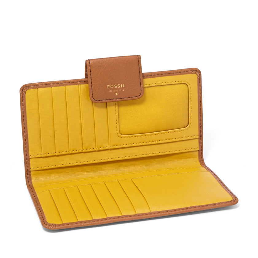 USA Boutique: Fossil Sydney Tab Clutch Wallet - Camel Brown