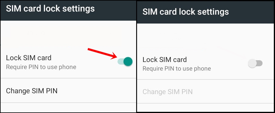 lock SIM card option and turn it off lock SIM card option and turn it off