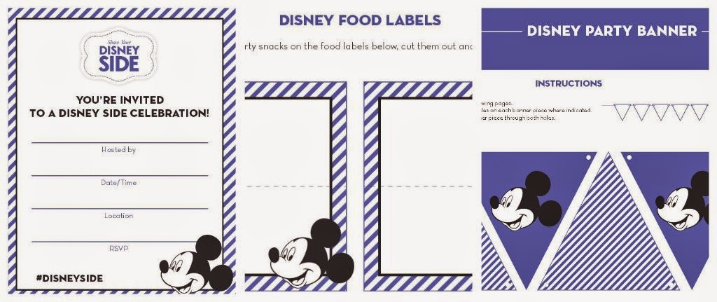 free Disney Side printables: invite, food tent label, banner