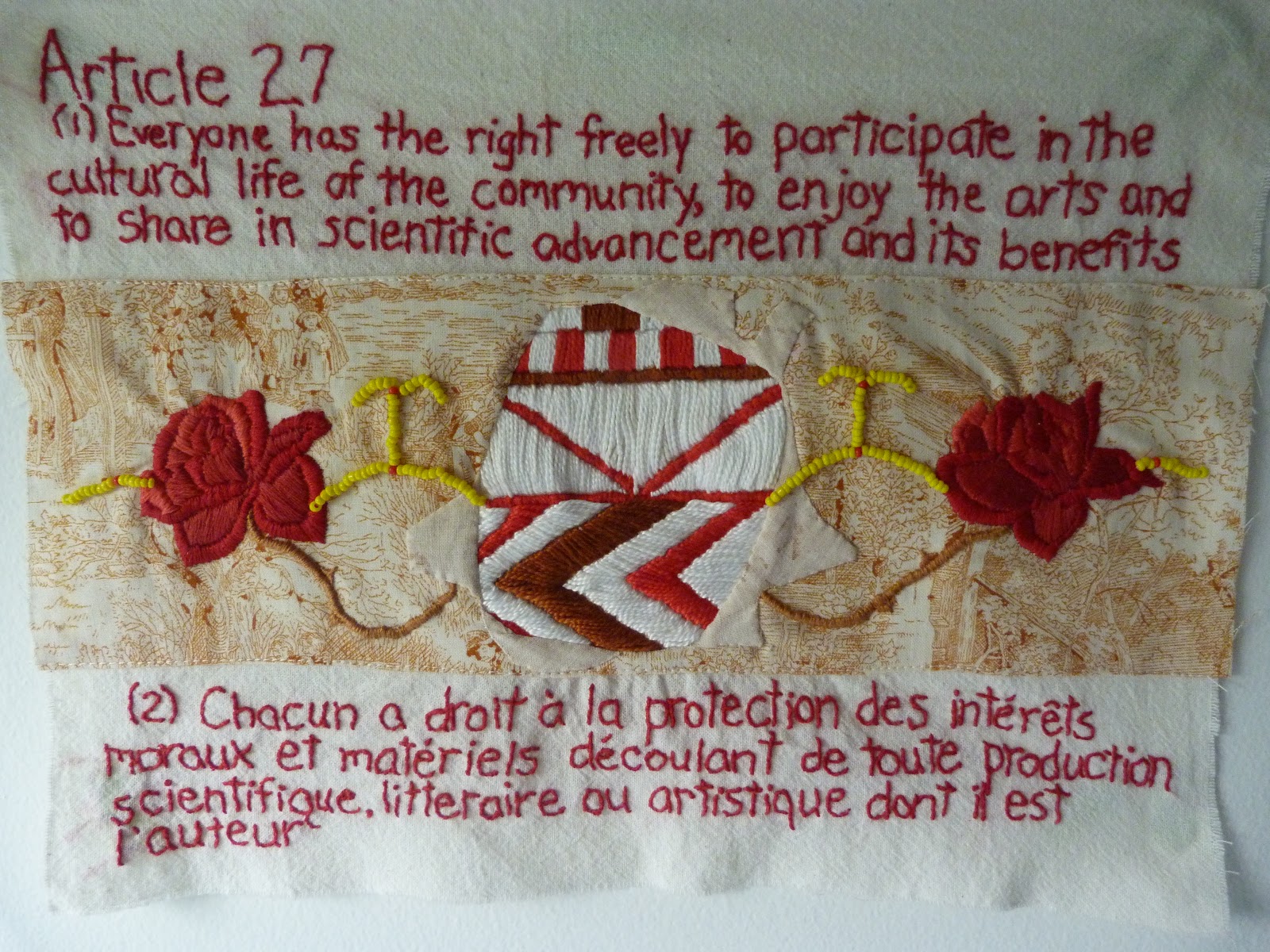 Jennie Johnston Universal Declaration for Human Rights Quilt Update