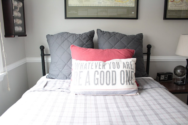 teen boy's room gray euro shams red pillow sham plaid duvet