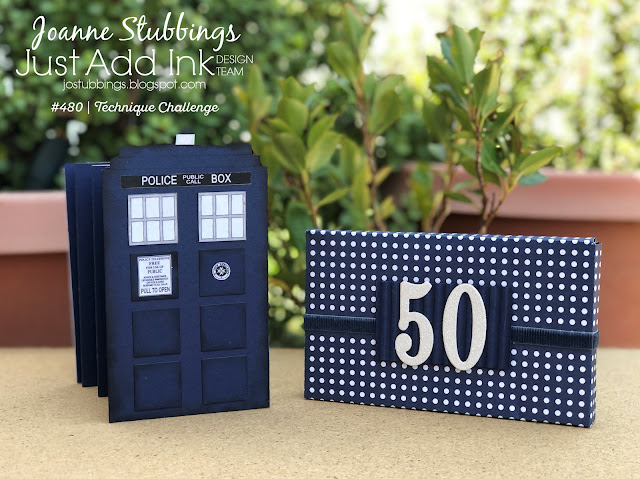 Jo's Stamping Spot - Just Add Ink Challenge #480 Doctor Who TARDIS Extended Concertina Card using Stampin' Up! products