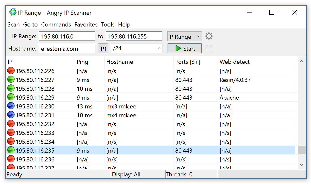 برنامج Angry IP Scanner لفحص عناوين ip