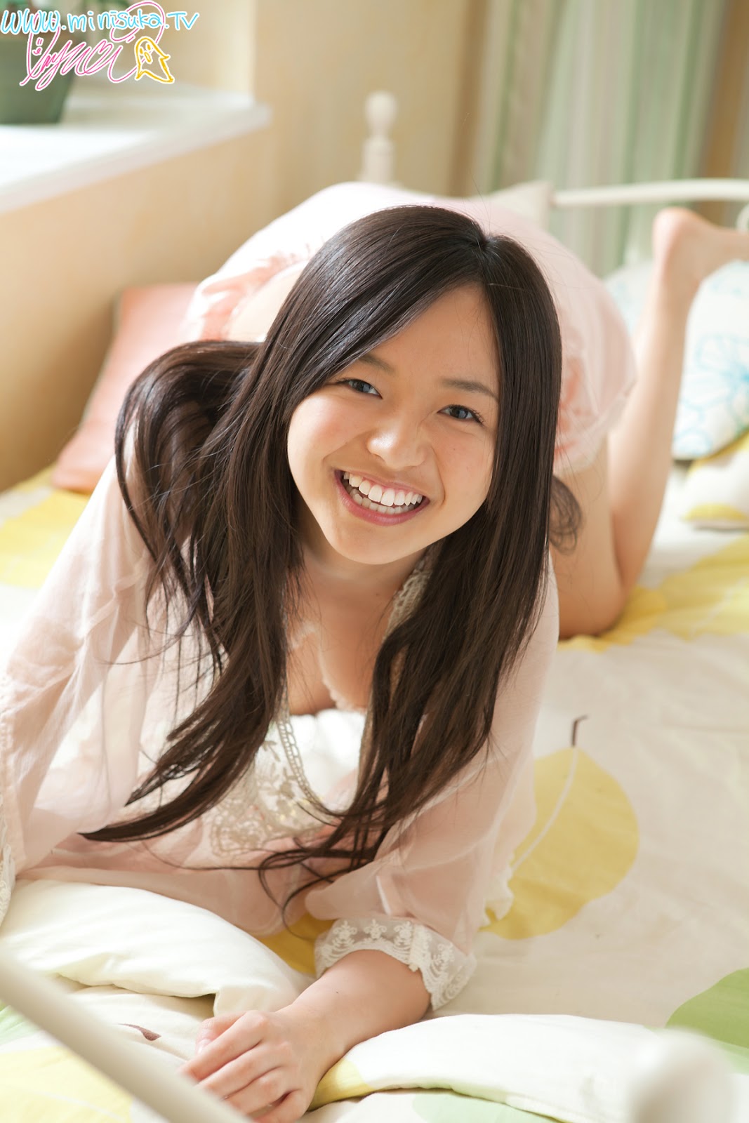 Mayumi Yamanaka Japanese Cute Idol Sexy White Night Dress Fashion Photoshoot In Bed Room Part 1