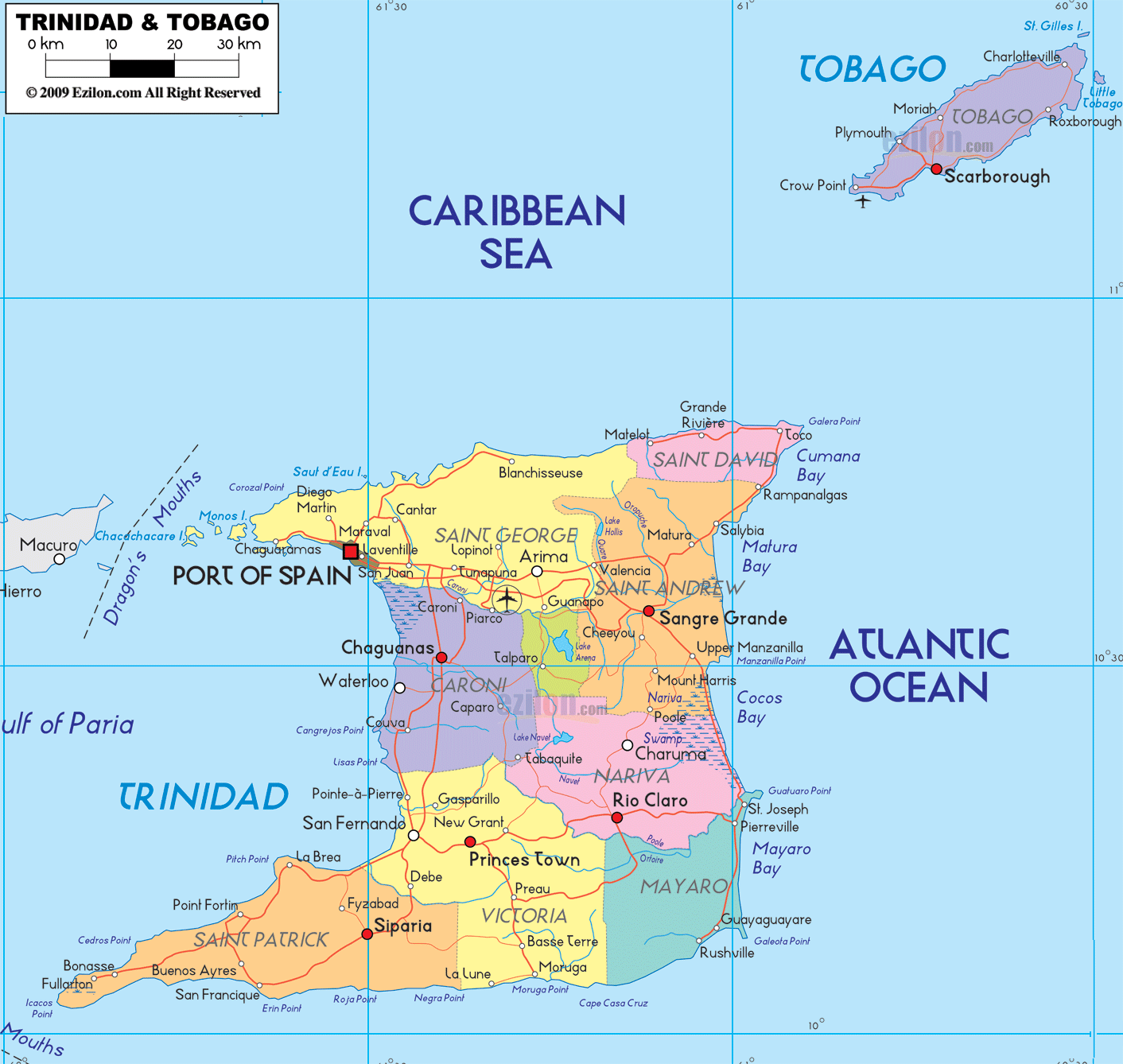 Trinidad e Tobago | Mapas Geográficos de Trinidad e Tobago