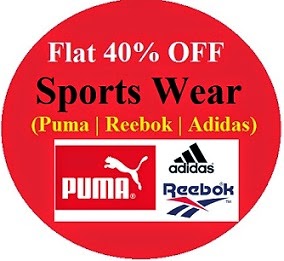 Flat 40% Off on Puma, Adidas, Reebok T-Shirts, Track Pants, Shorts, Sweaters