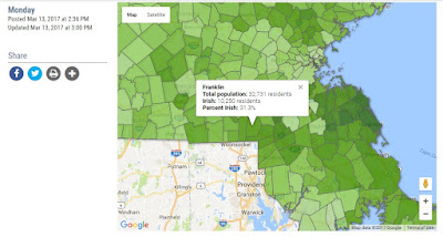 screen grab of interactive map on Milford Daily News article