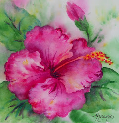 hibiscus watercolor pink bright kisling martha painting 6x6 tattoo flower paintings water heart flowers colour tatoos boards maga tattoos colorado
