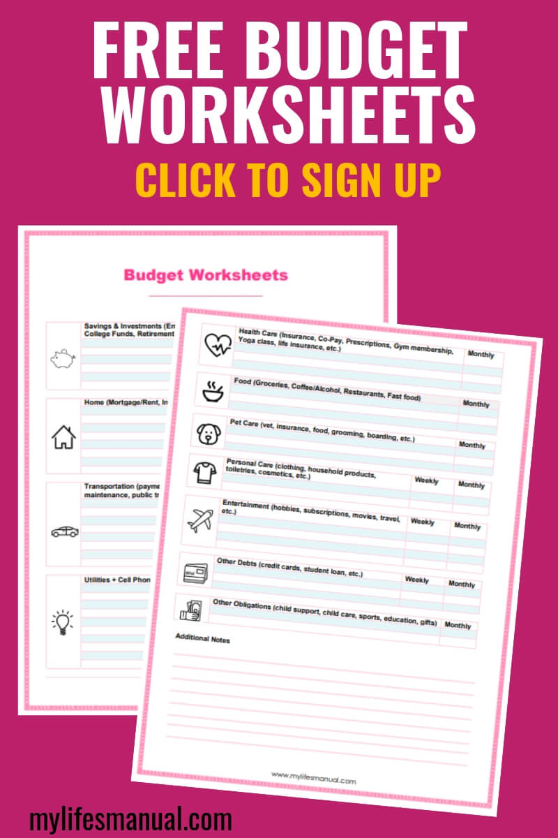 Budget Worksheets printable