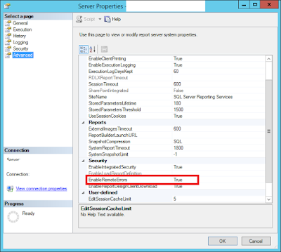 Enable remote errors SSRS reports