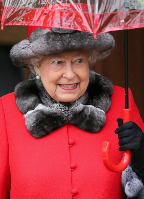 Queen Elizabeth II, Prince William, Duke of Cambridge and Catherine, Duchess of Cambridge, Prince Charles, Prince of Wales and Camilla, Duchess of Cornwall, Prince Harry, Princesses Eugenie and Beatrice, Sophie, Countess of Wessex