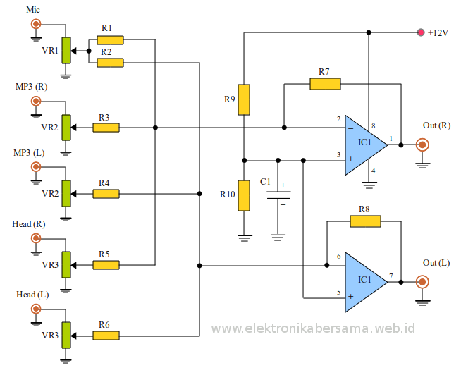 Skema Audio Mixer Dengan Ic Lm 741 Tutorial Desain Ho vrogue.co