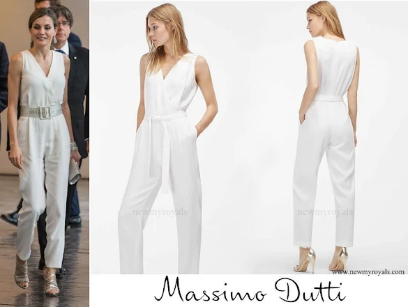 Queen Letizia wore Massimo Dutti White Jumpsuit