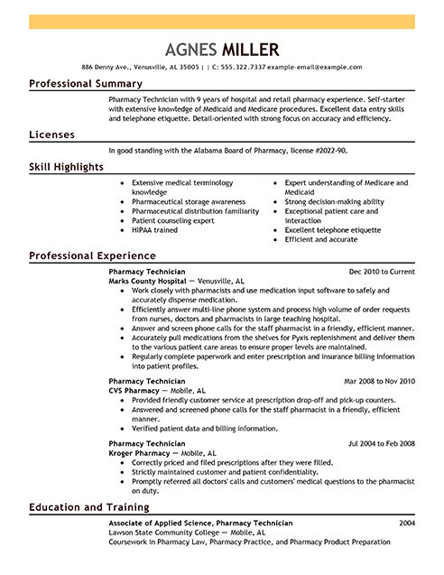 pharmacist resume sample
