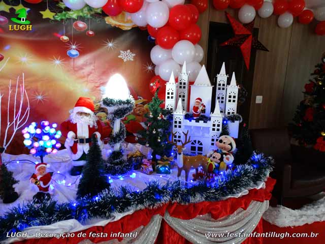 Decoração de mesa tema do Papai Noel - Festa de aniversário Decoração tema do Papai Noel - Festa de aniversário