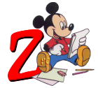 Alfabeto de Mickey Mouse en diferentes posturas y vestuarios z.