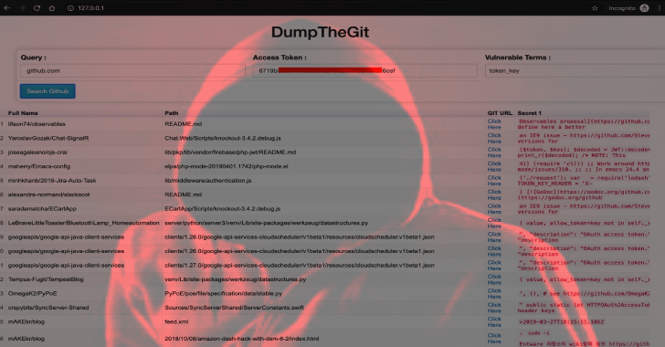 DumpTheGit : Public Repositories to Find Sensitive Information Uploaded to the Github Repositories
