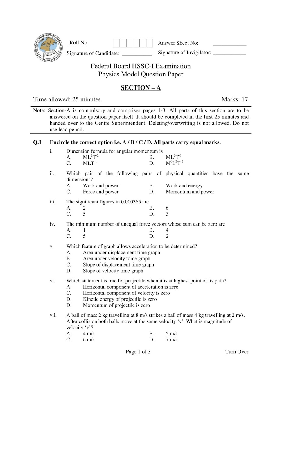 Federal Board New Pattern 201617 onwards Model Papers SKIWORDY