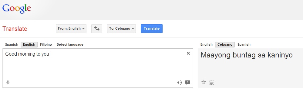 google translate english to tagalog