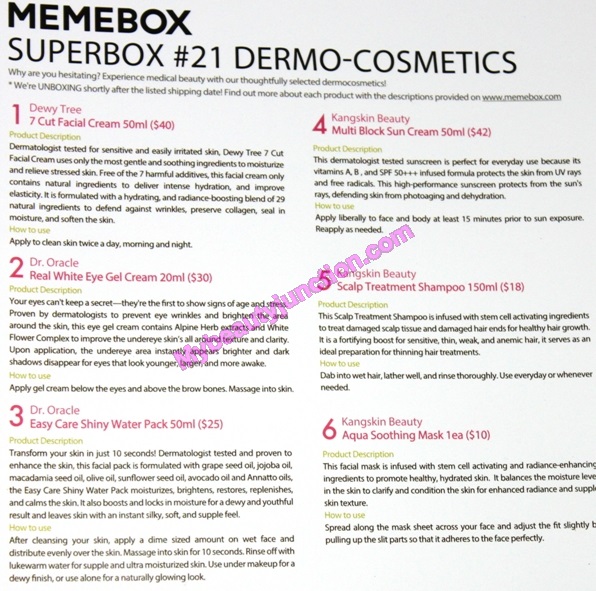 Dermo Cosmetics Memebox review, unboxing: Korean skincare box