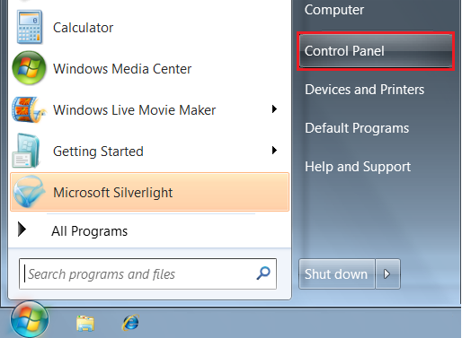 Windows Start / Control Panel