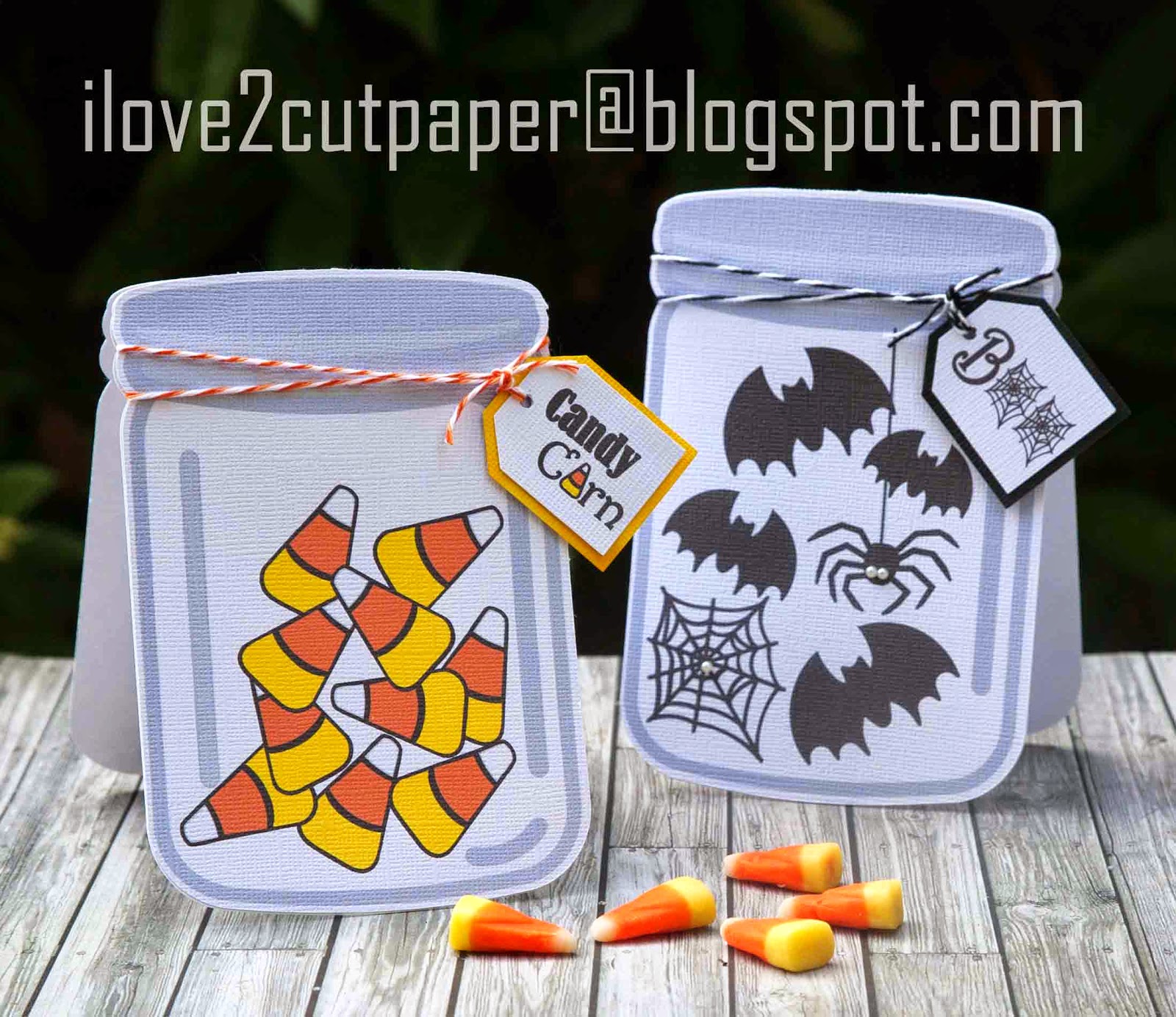i love 2 cut paper: Halloween themed Mason Jar shaped cards