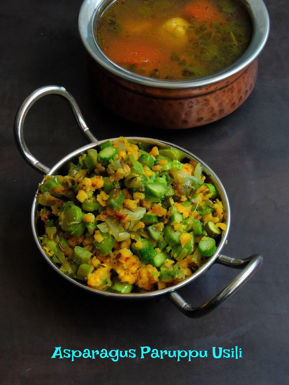 Priya's Versatile Recipes Asparagus Paruppu Usili/Asparagus Steamed