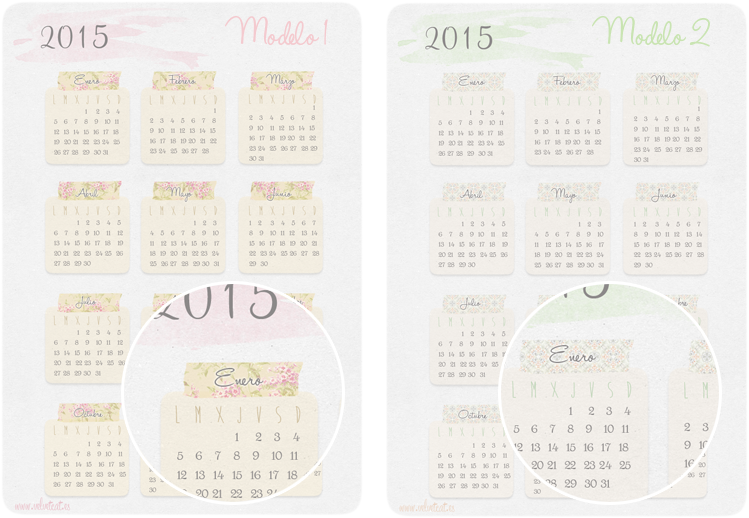 Calendario 2015 imprimible seis modelos