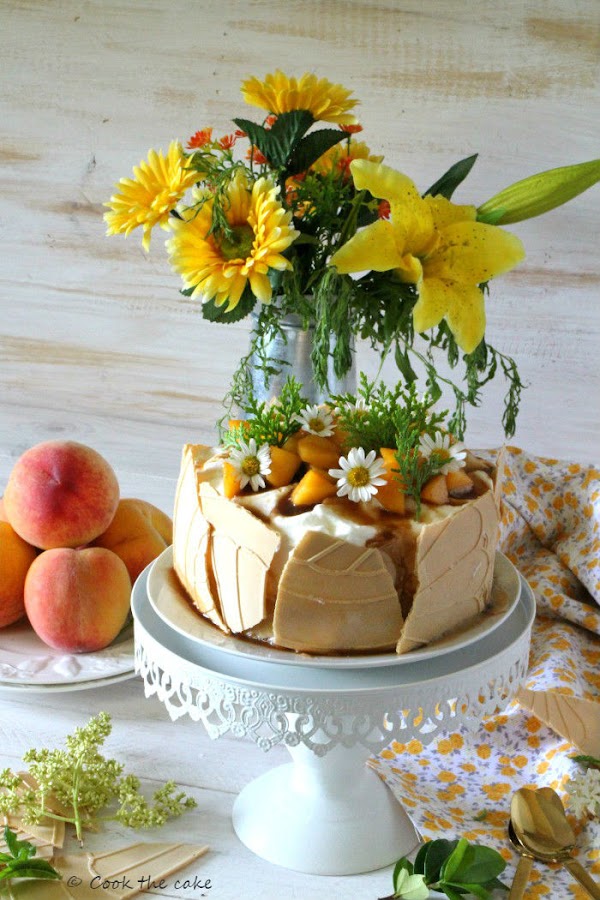 peaches-semifreddo, tarta-helada-de-melocoton, summer-dessert, icecream-peache-tart