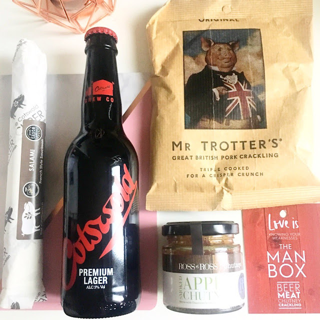 flatlay of the products in the man box